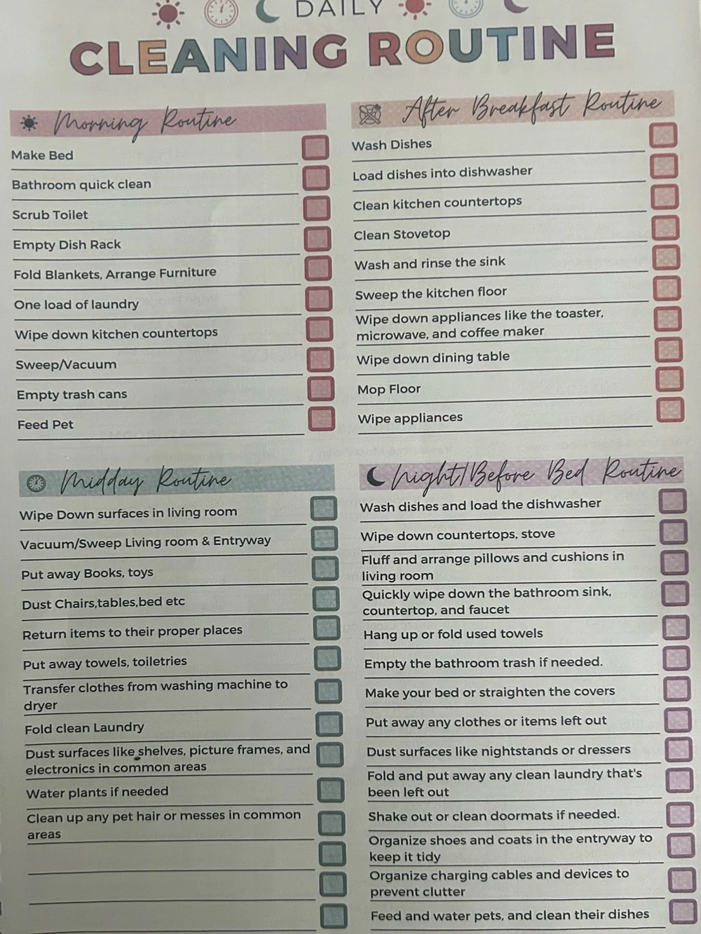 Autism/ADHD Cleaning Planner